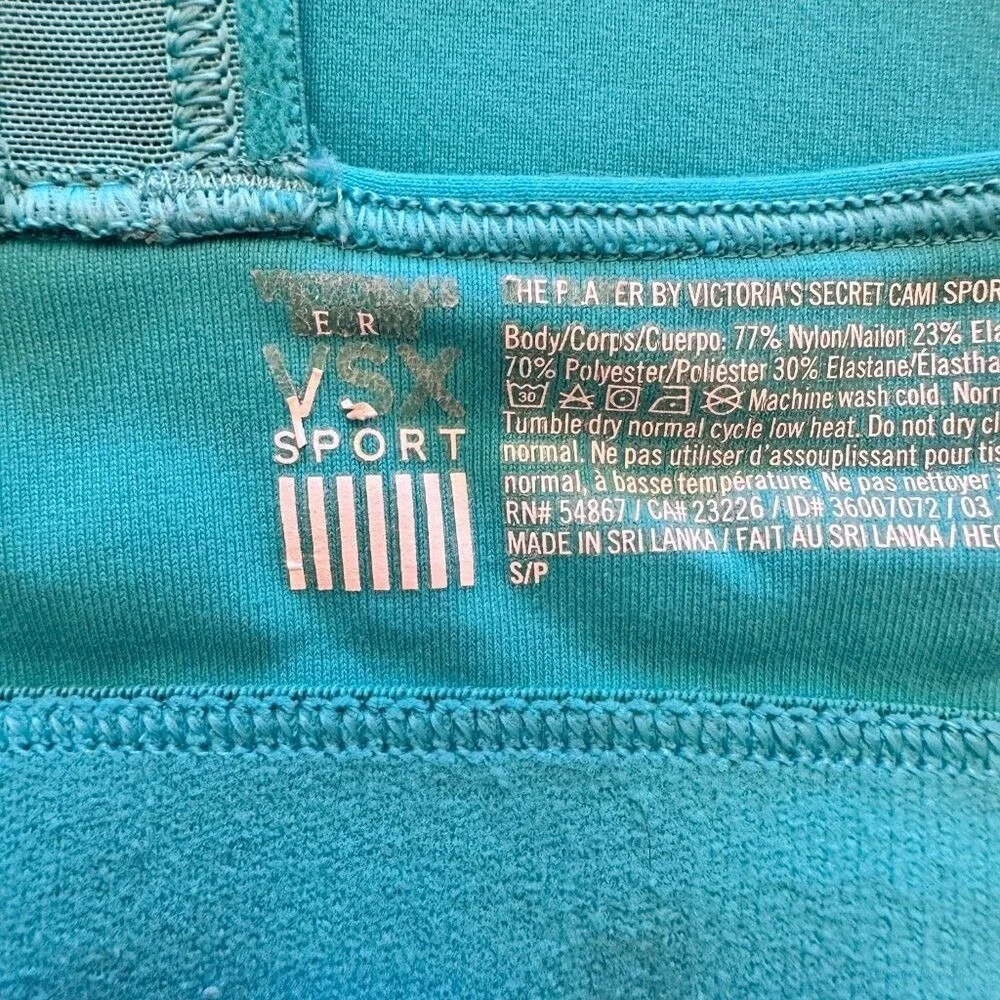 Victorias Secret VSX‎ Sport Cami Sports Bra Turquoise Blue Mesh Racerback Small